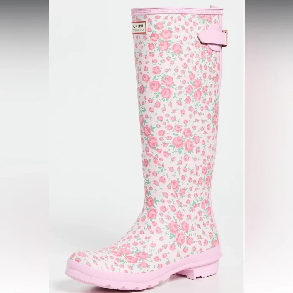 Hunter Boots × LoveShackFancy Original Tall Back Adjustable size 6 Light Pink